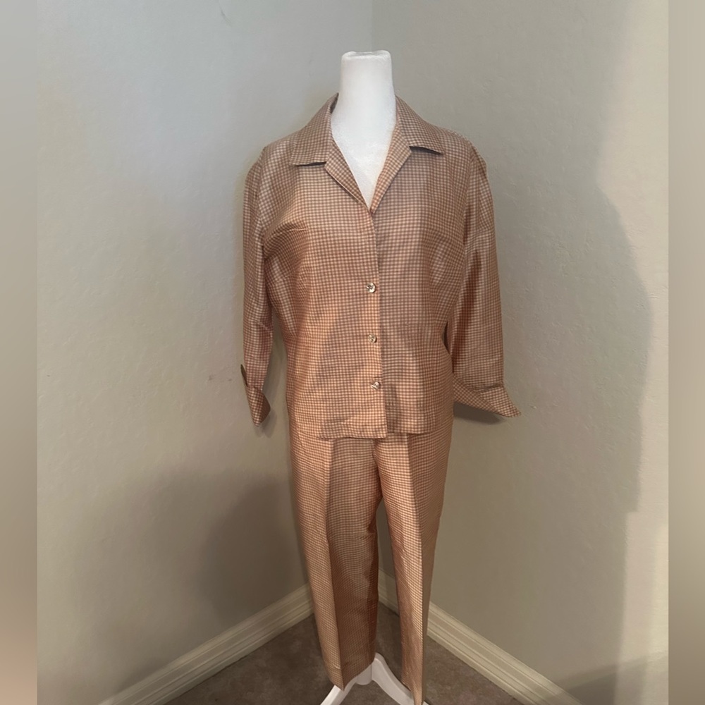 Tan Checkered Two-Piece Set - Picture 2 of 7